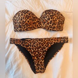 H&M Leopard Print Strapless Women's Bikini Set